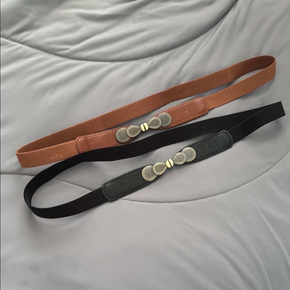 Elegant Women's Belt Set - Black and Brown